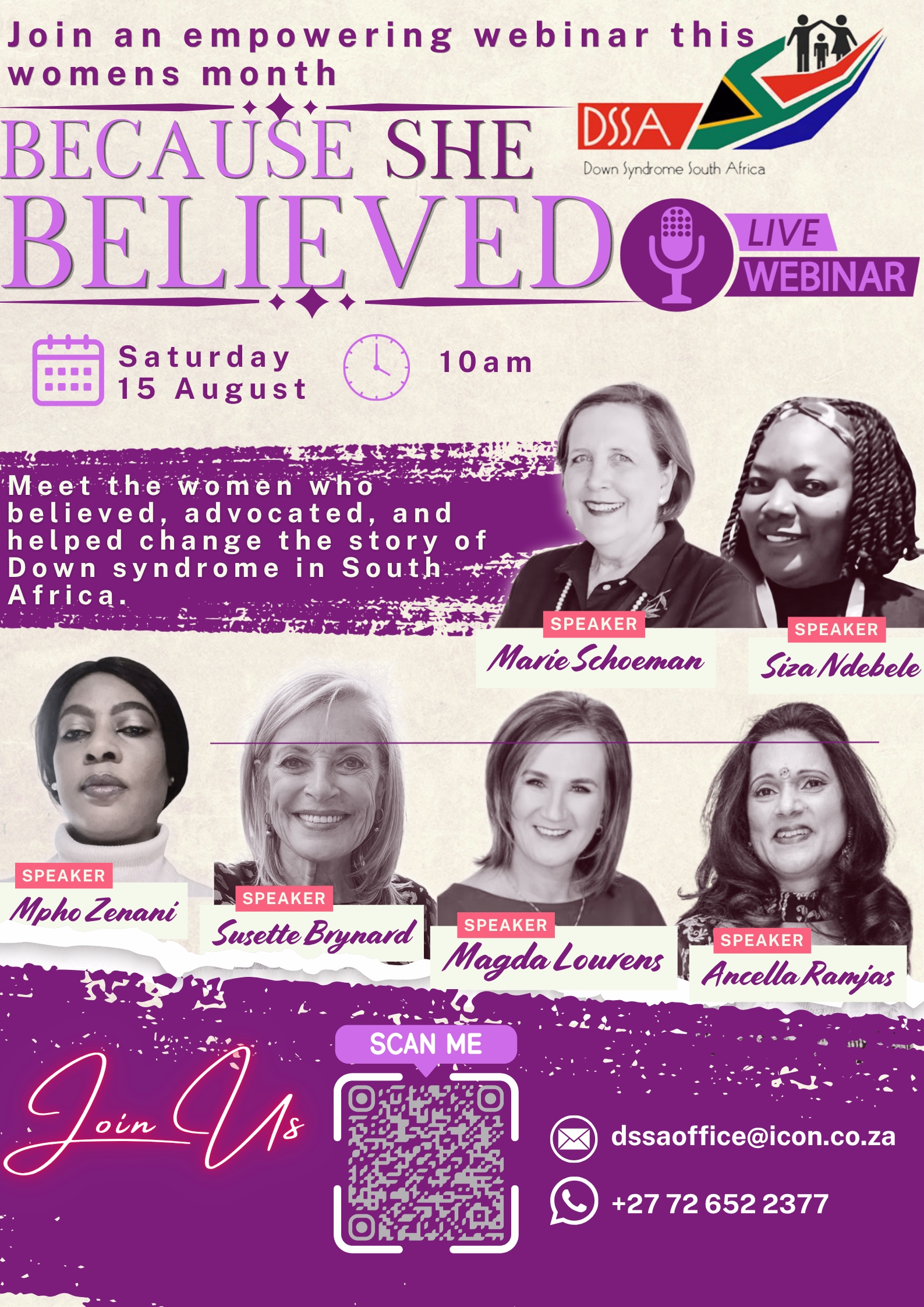Because she believed webinar 15th Aug